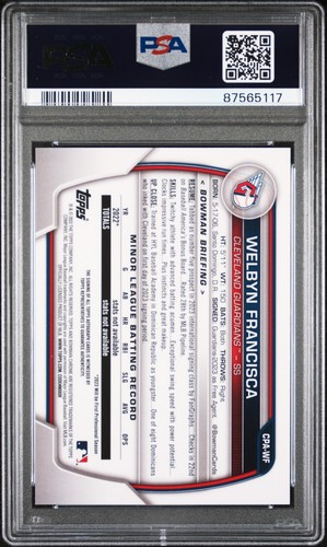 Welbyn Francisca 2023 Bowman Chrome Prospect Auto Blue RayWave 1st PSA 10 - Bild 2 von 2