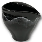 Vintage MCM Royal Haeger Pottery Vase Retro Glossy Black Drip Glaze 6” R1944