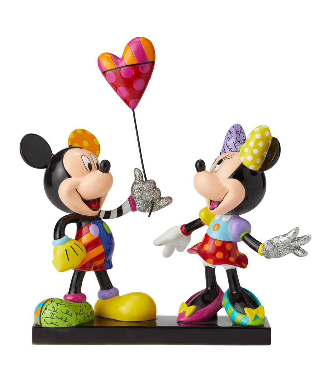 Disney Mickey & Minnie Figurine By Romero Britto A Heart Balloon