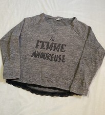 Italy Le Femme Amoureuse Womens Grey Diamante Sequin Pullover Jumper Size Small 