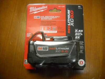 Genuine Milwaukee 48-11-1850 M18 REDLITHIUM XC 5.0 Battery NEW IN PACKAGE