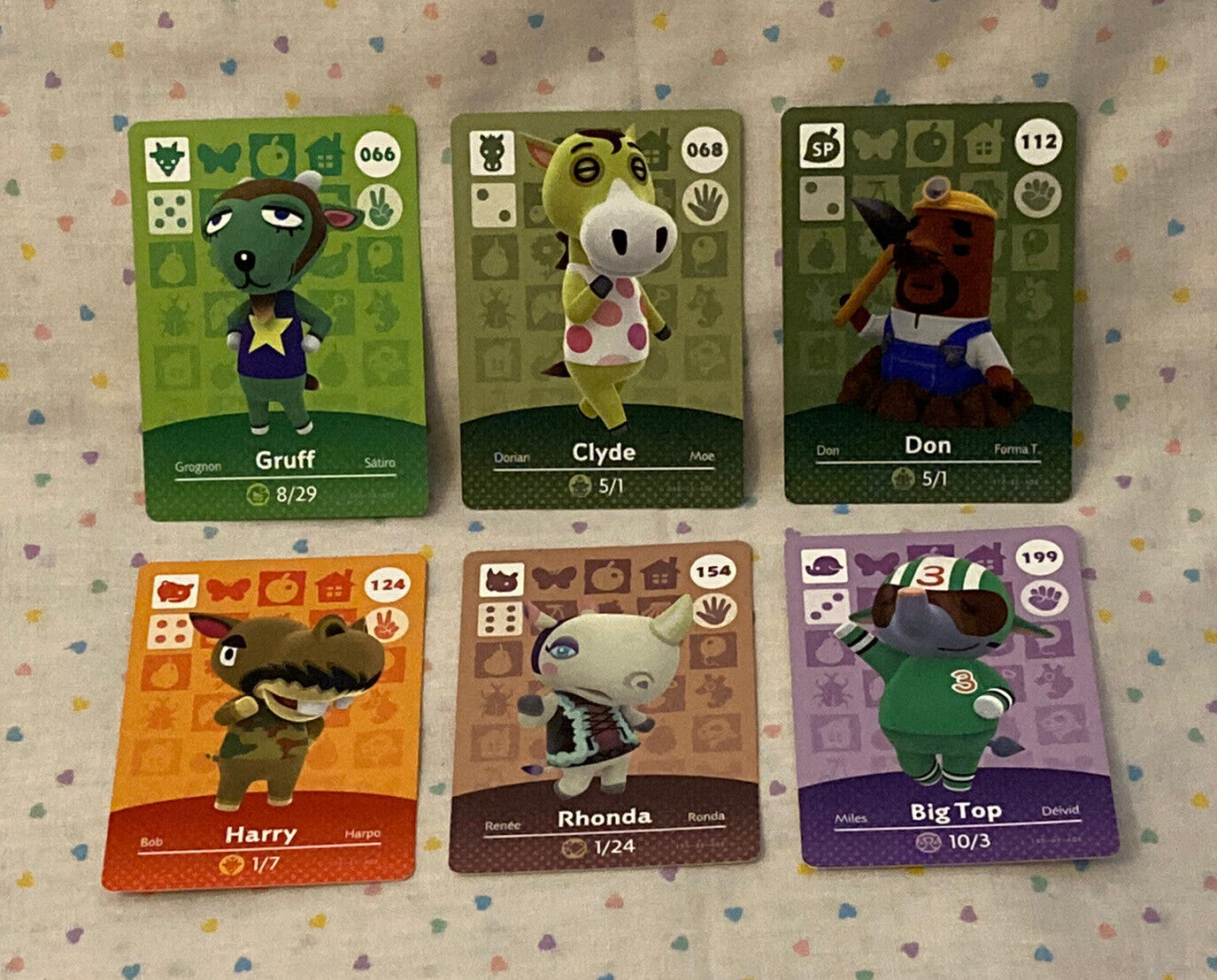 Authentic Animal Crossing Amiibo Card Lot 6 Gruff Clyde Don Harry Rhonda  Big Top | eBay