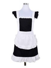 Cute Sweet Retro Frilly Aprons For Girl Women's Kitchen Cooking Cleaning Maid Co