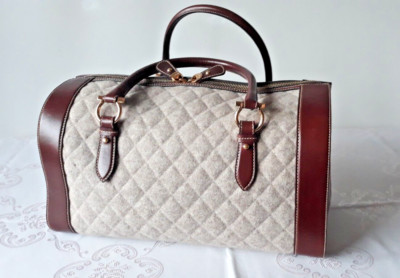 Salvatore Ferragamo-Handtasche ''Bowlingbag''-Leder-Stoff-Top Zustand!