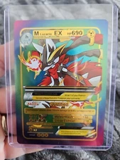 M Lucario EX Rainbow Foil Fan Art Vinyl Collector Pokemon Card Pink Purple 