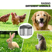 Outdoor Dog Kennel Playpen Animal Run Pet Enclosure Crate Fence w/UV-Proof Roof 12