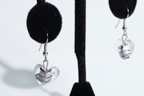 Gorgeous~Hand Blown Glass Heart Necklace w/ Matching Heart Earrings - Picture 7 of 9