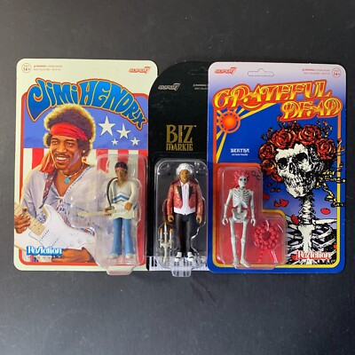 MUSIC 3.75'' Retro ReAction Super 7 3-pc Figure Lot Hendrix Biz Markie Grateful