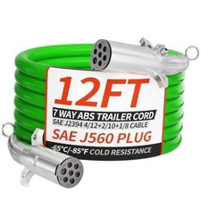 7 Way Trailer Cord 12 FT ABS Heavey Duty, Flexible -85 F Cold Resistance