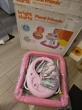 Bright Starts Floral Friends Pink Baby Walker Walking Aid for 6-12 Months