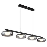 HäNgeleuchte Pendelleuchte Deckenleuchte Schwarz Glas Rauchfarben Led L 110 Cm