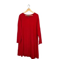 NWT Eileen Fisher Red Saffron Merino Wool Knit Tunic Dress XL FLAW