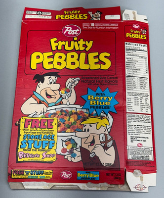 Post Fruity Pebbles cereal box Stone Age Stuff Store 1993