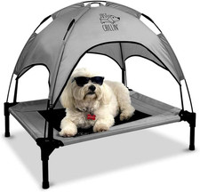 Just Chillin' Elevated Dog Bed. Cool Cot with Removable Canopy Shade. Indoor or