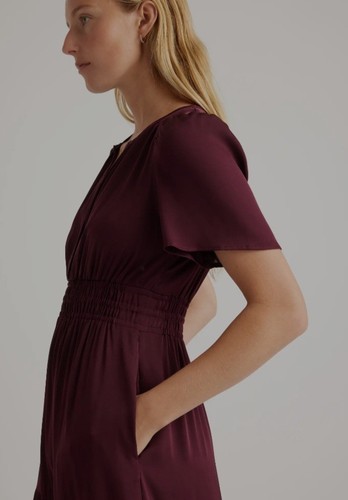 Quince Washable Strech Silk Tiered Maxi Dress, Wine Tasting Size M - Picture 3 of 6