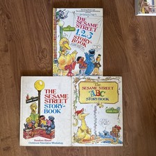 3 Vintage Sesame Street Hardcover Books ABC  123 Story Books 1974 1971 1973