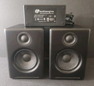 2x Audioengine 2 Powered Desktop Speakers A2 Black Working Has Damaged Speaker