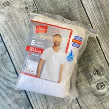 NIP Hanes Ultimate White XL Mens 6 Tagless V Neck T Shirts Odor Control Wick Awa
