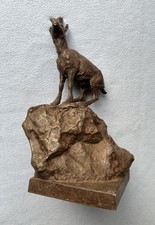 Secesyjna metalowa rzeźba koza antyczna niemiecki brąz spelter Jugendstil