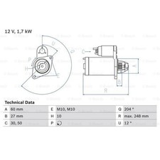 BOSCH Anlasser Starter 1.7 kW passend f&uuml;r Mercedes SLK SL R172 R231 C218