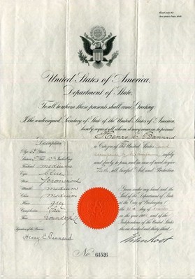 Elihu Root NOBEL PEACE PRIZE 1912 autograph, document signed