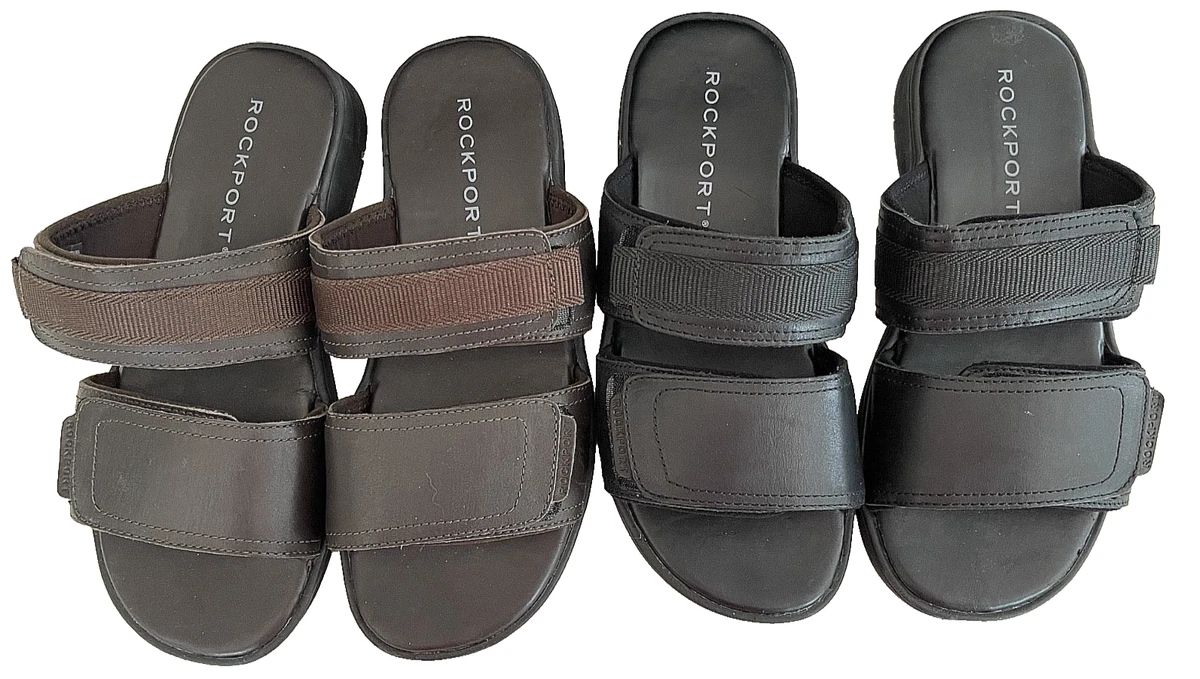 Brown Leather Upper Slide Sandals for Men for sale | eBay