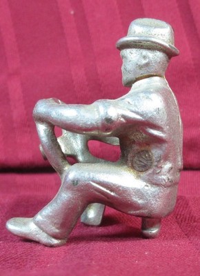 Antique Toy Tractor Farmer Steering Wheel figurine 1950 CAST IRON CHROME