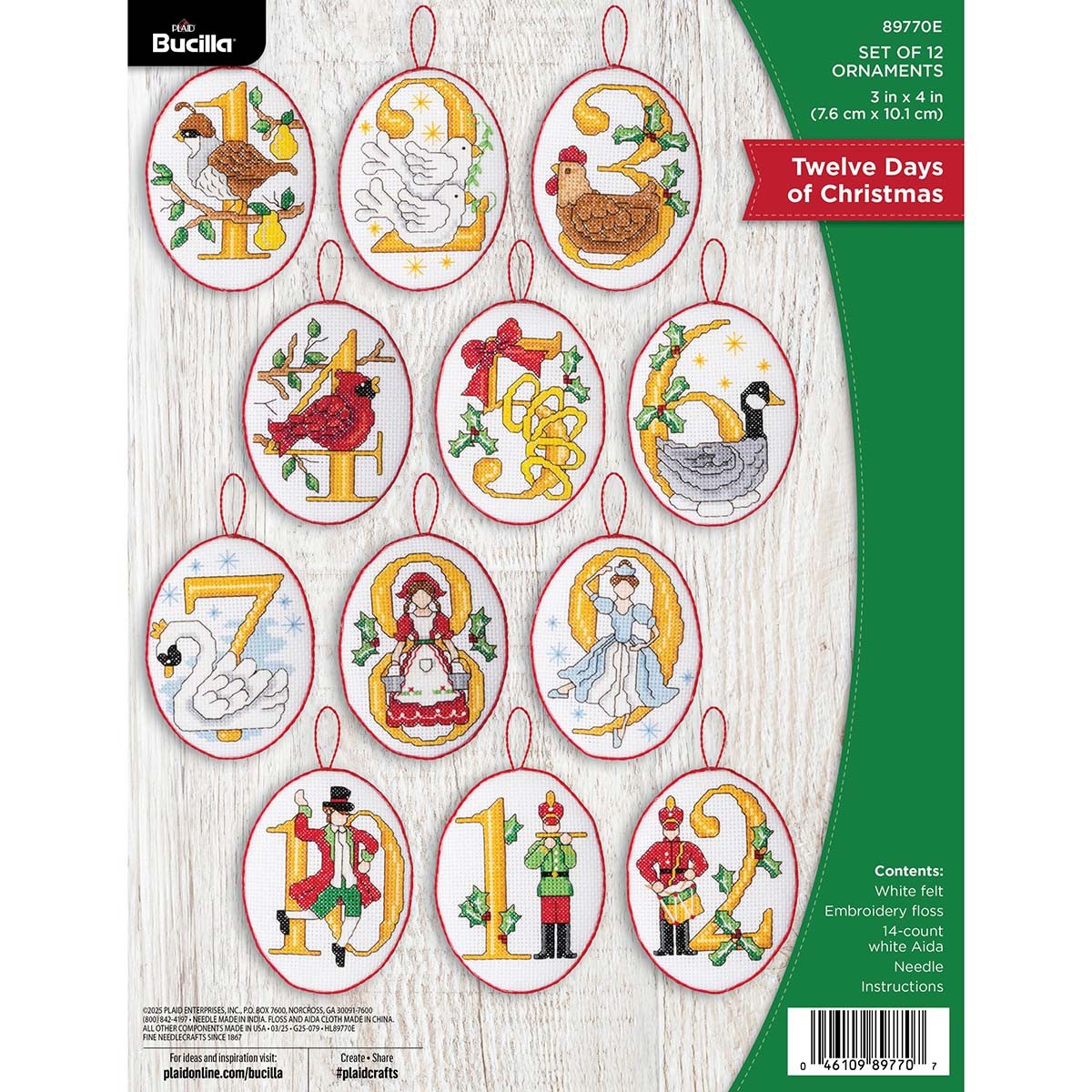 Bucilla&reg; Twelve Days of Christmas Ornaments Counted Cross-S