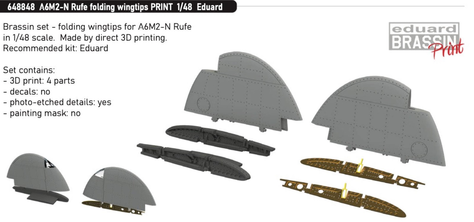 Eduard Brassin 648848 1:48 Mitsubishi A6M2-N Rufe folding wingtips