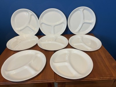 Corelle by Corning Set of 8 Winter Frost White 3 Section Divided Plates 10.25 