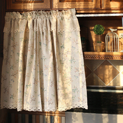 Vintage Floral Cotton Linen Door Curtain - American Country Style Panel