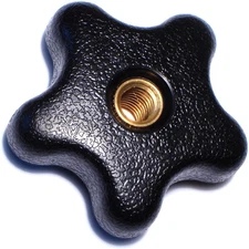 2 PCS Thru-Hole Star Knob 3/8-16 Thread x 2-1/4" Stud Black Plastic Head