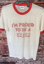 Vintage 80s HANES I’m Proud To Be A Czech Ringer Tee Size Large Made In USA