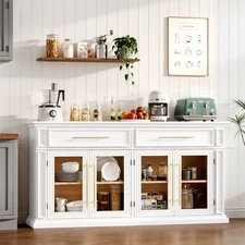 63" Large Sideboard Buffet Cabinet with Storage, Kitchen Buffet Storage Cabinet 