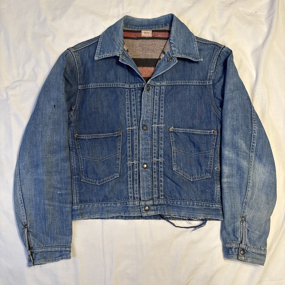 Vintage 1940s 50s Hercules Type 2 Blanket Lined Buckle Back Denim