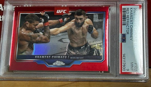 2025 Topps Chrome UFC - Khamzat Chimaev #102 Red Refractor 3/5