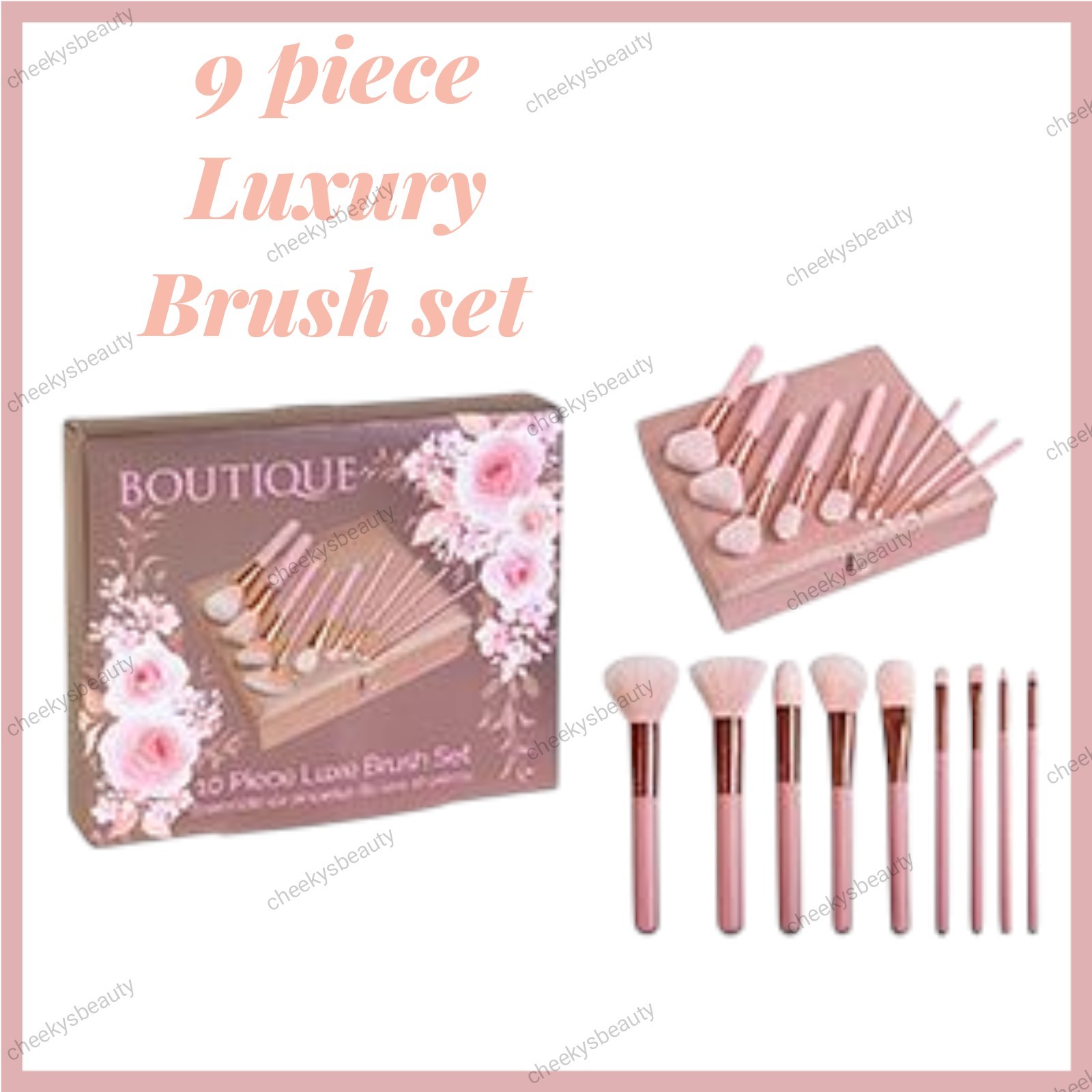 BOUTIQUE 10 Piece Luxe Brush Set, Royal Cosmetic Makeup Brushes And Case