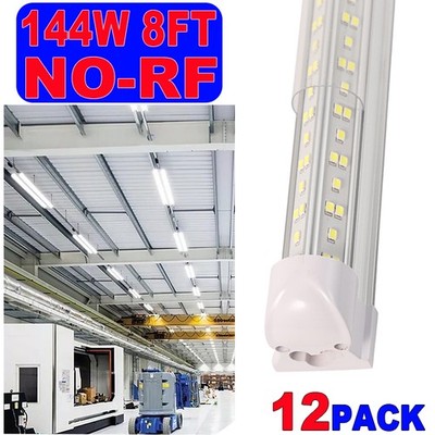 12 Pack 8 Foot LED Shop Light NO-RF 8FT T8 LED Tube Light 8' 144W Garage Light