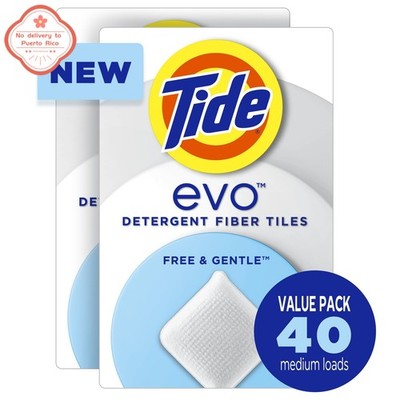 Tide Evo Laundry Detergent Tiles   Free & Gentle, Hypoallergenic, Unscented,40ct