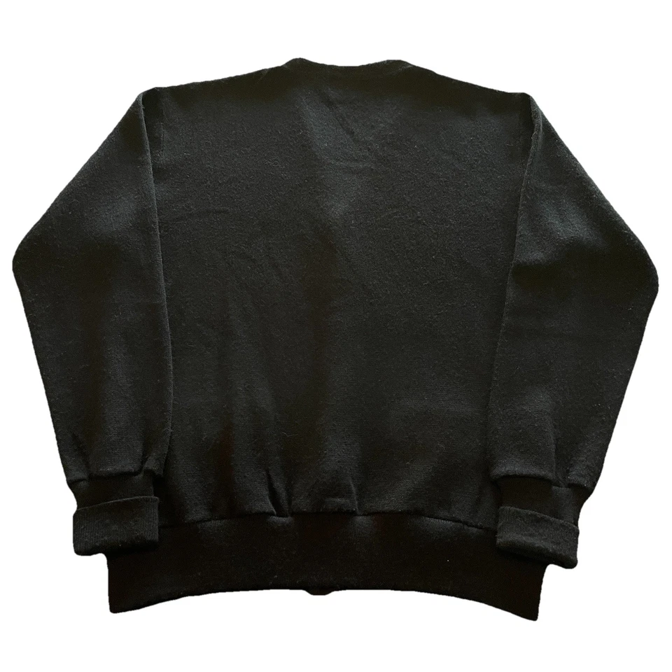 Vintage 80s Par Four Cardigan Sweater Men’s Large Black Knit Button Up USA Made - Image 2 of 4