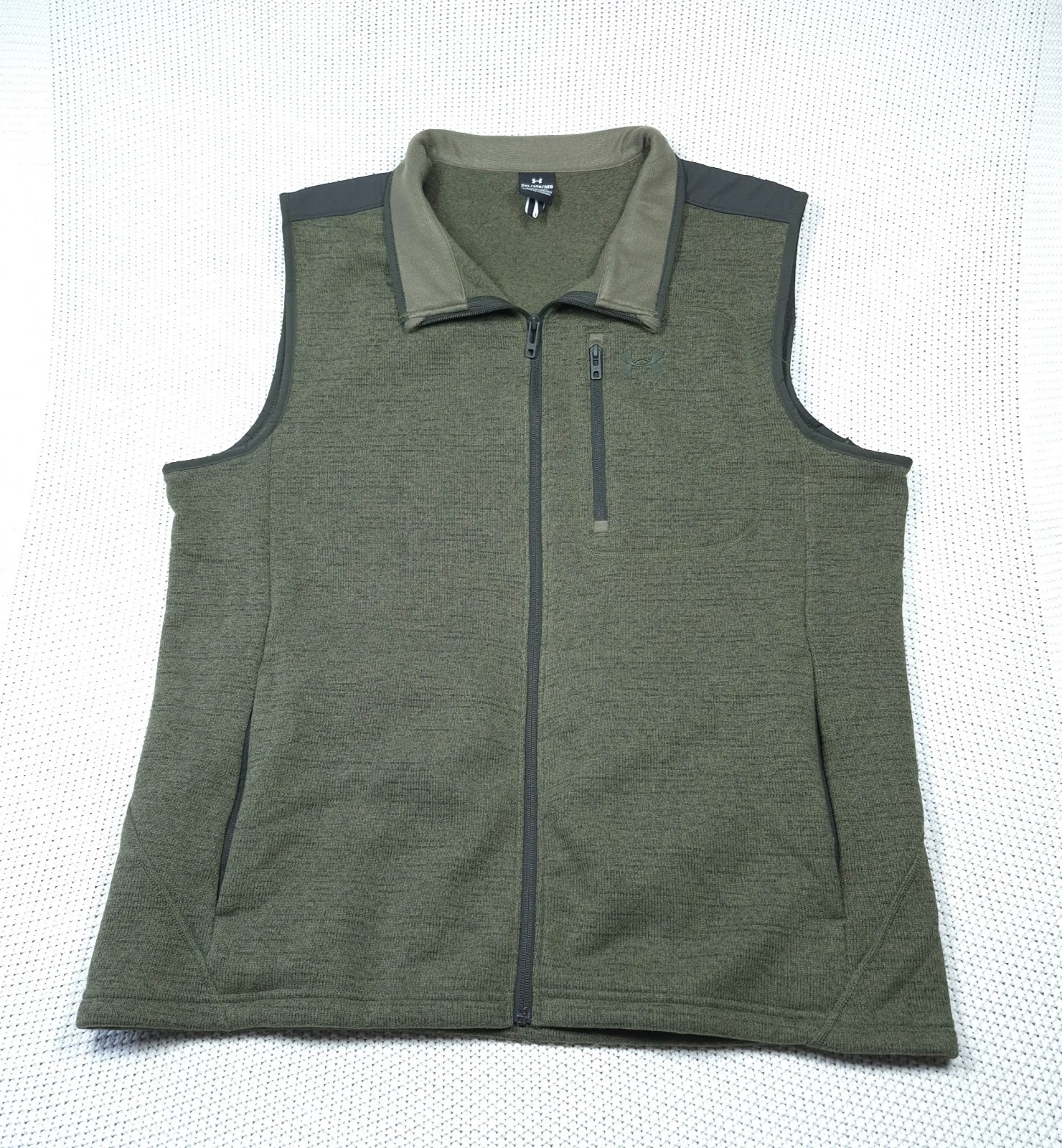 Under Armour Vest Mens 2XL Green Black Fleece Coat Jacket Hike Camp Specialist