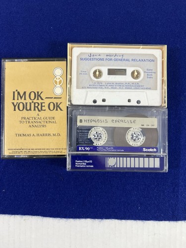 Vintage Cassette Tape Lot Hypnosis 1978 Relaxation 1969 Im Ok You're Ok Preowned