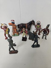 Vintage Lead Toy Soldier Lot 9 Figures Horse Painted Metal Warriors Army Set