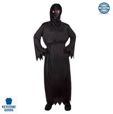 Grim Reaper Halloween Costume for Men Adult XL with LED Light Up Glasses Black