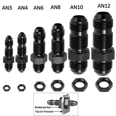 1/5/10 AN3 AN4 AN6 AN8 AN10 AN12 Bulkhead Fitting Male Straight Adapter Aluminum
