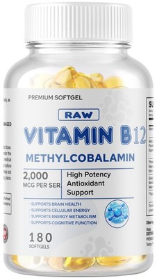 180  Vitamin B12 (Methylcobalamin) 2000mcg, Softgels NON-GMO USA