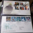 GB QEII FDC x 2. Fire Service and Lighthouses  Hand Cancel (459)
