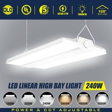 240W LED Linear High Bay Light Commercial Hanging Shop Fixture 4500K/5000K/5700K