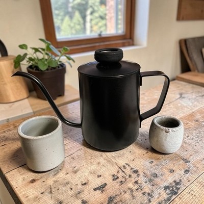 Matte Black Gooseneck Pour Over Stovetop Kettle With Temp Gauge Stainless Steel