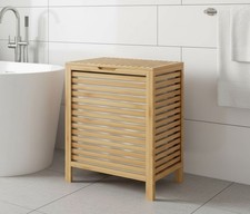 Wooden Laundry Basket Bamboo Bathroom Storage Box With Lid Bedroom Bin Organizer